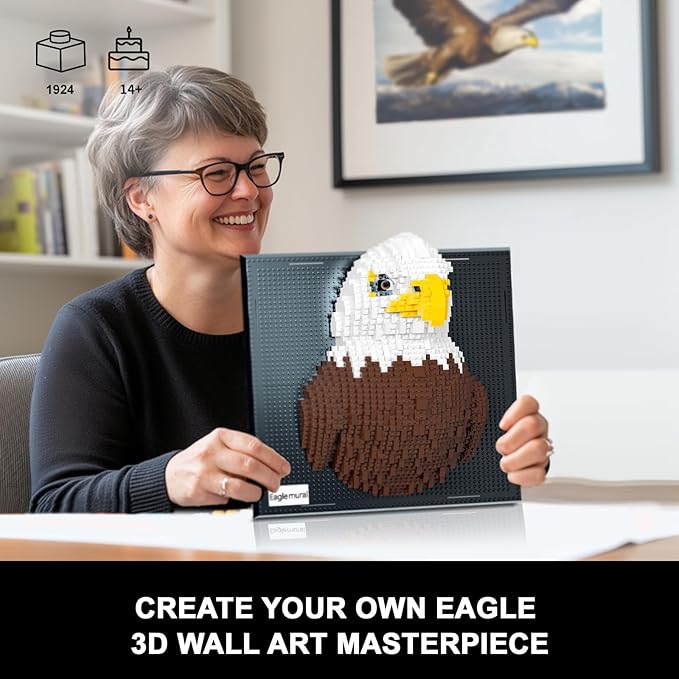 Eagle Bird Animal 3D Wall Art Micro Mini Building Blocks Set for Adults, Unique Home Wall Decor or Table Display, No Compatible with Lego, Ideal Birthday Toy for Kids Teens (1924 PCS)