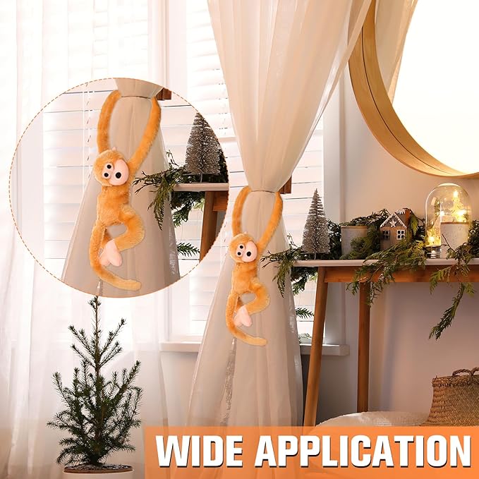 Chivao Set of 4 Stuffed Monkey Hanging Stuffed Animal Monkey Plush Toy Large Animal with Loop for Gifts Favors