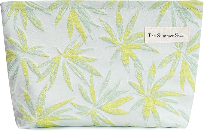 The Summer Swan | Large Aesthetic Makeup Bag | Floral Makeup Bag | Mid-day Clutch | Period Kit Bag | Hygiene Bag | Skincare Bag | Cute Makeup Bag (Summer Maple)