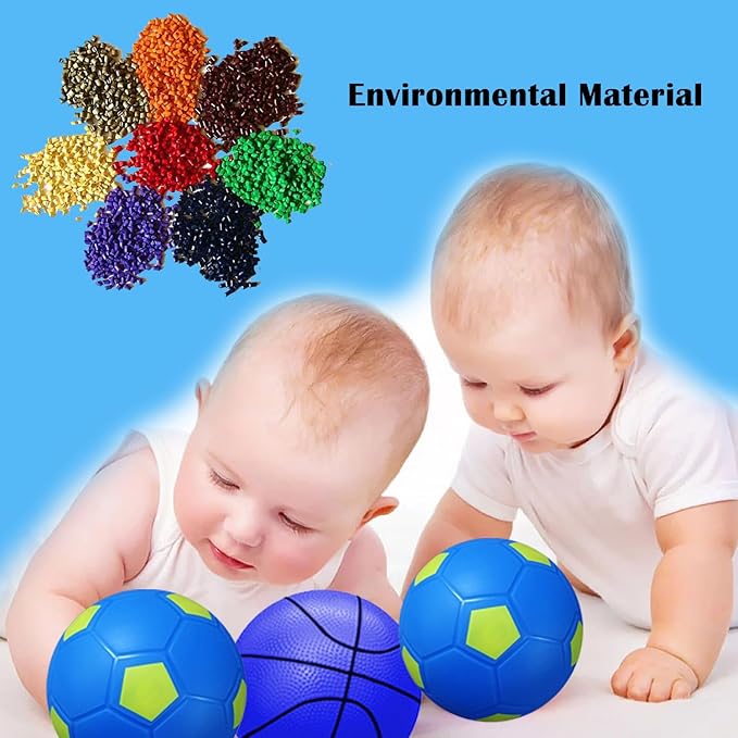 ABAJI Mini Basketballs Soccer Balls 5" Toy Ball with Pump Needle Durable Material for Mini Hoop Toddlers Kids Teenagers for Pool Indoors Outdoors