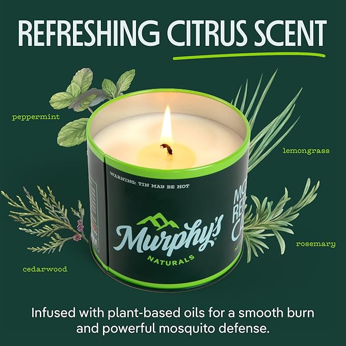 Murphy's Naturals Mini Mosquito Bug Repellent Candles for Outdoor Patio, Citronella & Essential Oils, 14-Hour Burn Time Each, 3.5 oz, 3-Pack