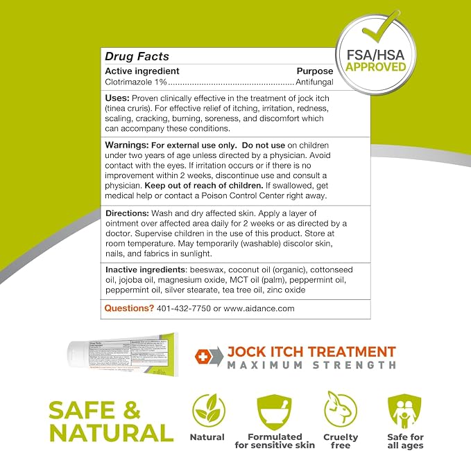 terrasil Jock Itch Antifungal Treatment Extra Strength -Clinically Proven Clotrimazole for Effective Jock Itch Treatment, All-Natural Soothing Care & Fast Relief of Jock Itch (50g)