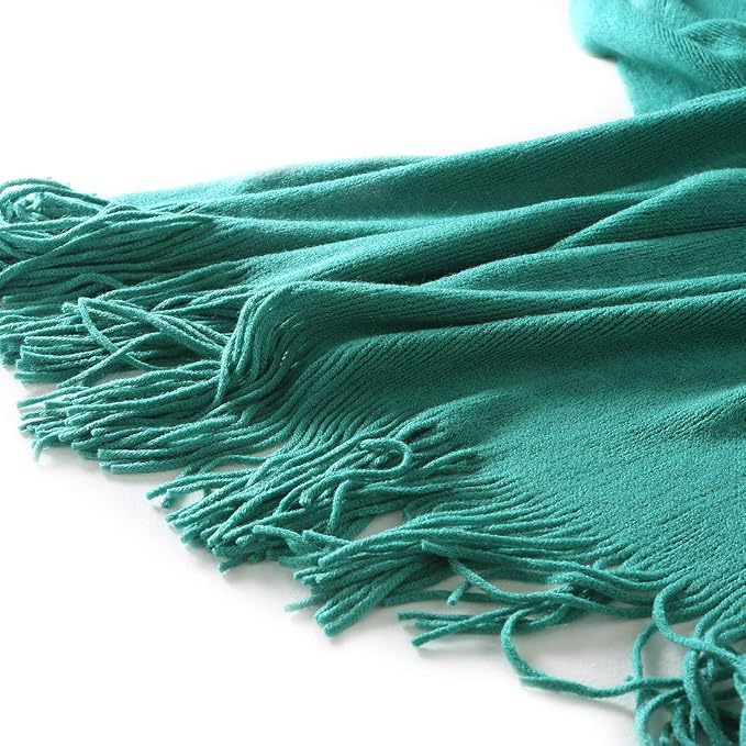 Homiest Teal Knitted Throw Blanket with Fringe, 50x60 Inch | Pure Acrylic, Lightweight & Breathable, All-Season Use, Machine Washable, Wrinkle & Fade Resistant, for Couch Sofa And Bed
