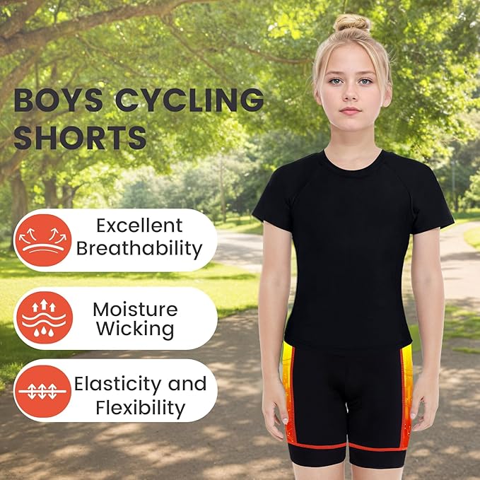 Gogokids Boys Girls 3D Padded Bike Shorts Kids Cycling Shorts Biking Shorts Sports Pants with Pockets for Mountain Road