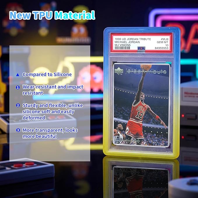 NAKIS Slab Guard for PSA Graded Cards, 5-Pack TPU Slab Protector Graded Guard Bumper Guard for PSA Graded Card Only, Gradient Color Glitter Limited Edition, (5) Multi-Color Combination 4