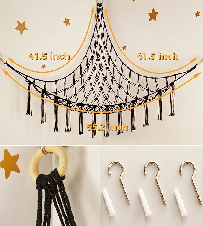 Stuffed Animals Storage Hammock Net Corner - Large Cool Y2K Adult Toy Hammock Hanging Organizers Storage - Boys Room Decor - Funny Stuff Goth Decorations
