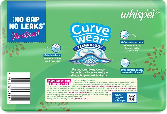 Whisper Ultra Clean Sanitary Pads - 30 Pieces (XL Plus)