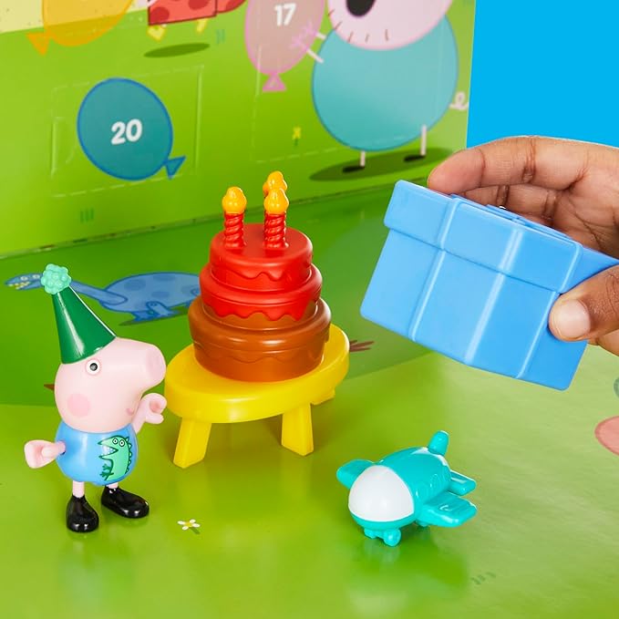 PEPPA PIG George's Party Advent Calendar with 24 Surprise Toys and Stickers Including 5 Figures, Preschool Toys for Girls and Boys 3 and Up (Amazon Exclusive)