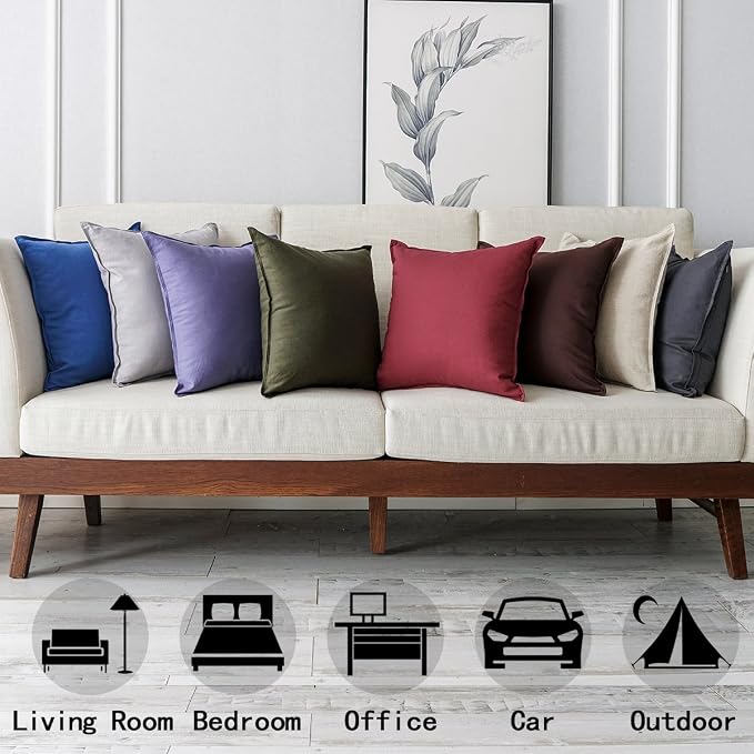 Jeanerlor 26"x26" Decorative Cotton Linen Couch Throw Pillow Case Cool Durable Classy Euro Sham Comfortable Cushion Cover for Wedding Party Gift/Car(65 x 65cm) Dark Grey