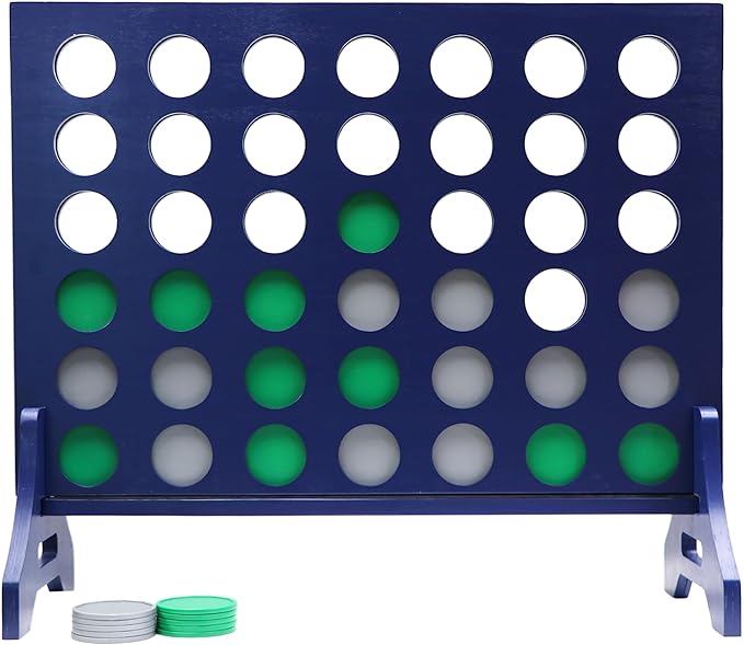 Tailgating Pros Premium Navy Giant Four in a Row with Carrying Case - Jumbo Oversized Outdoor Yard Game - Connect Multiple Pucks in a Row to Win - Many Puck Colors Available!