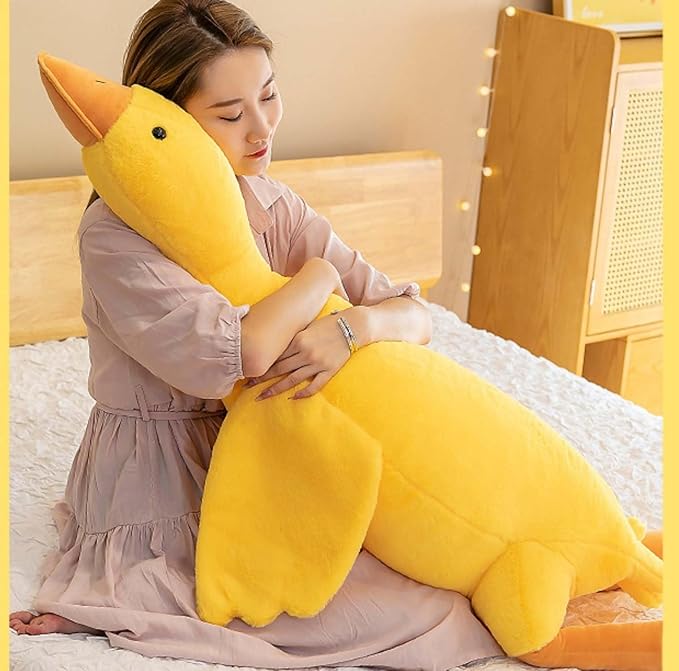 19.7'' Goose Plush Stuffed Animal Soft Swan Goose Stuffed Plush Toys Hugging Cushion Pillow Plushies Doll for Kids Adults (1PC-Yellow 19.7'')