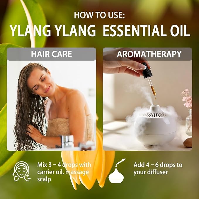 Ylang Ylang Essential Oil - Ylang Ylang Oil for Diffuser, 4 Fl Oz(120ml) | Candle Making, Soap Making, aroma, Strong Scent, Pure, Natural, Home Fragrance, Massage
