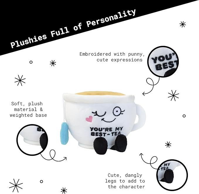 Teacup Plushie - You're My Best-Tea Punny Teacup Plush, Gift for Best Friend, Food Plush Toy for Gifting