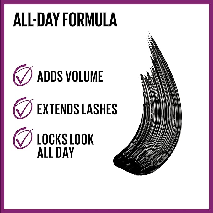 Maybelline The Falsies Lash Lift Waterproof Mascara Volumizing, Lengthening, Lifting, Curling, Multiplying, Eye Makeup, Very Black, 1 Count
