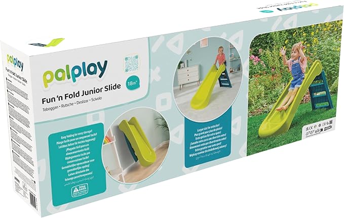 Fun N Fold Slide for Kids – Indoor or Outdoor Playset with Wide Steps and Smooth Sliding Surface for Safe Active Play – Lightweight Portable Activity Toy for Boys and Girls, Ages 18 Months+