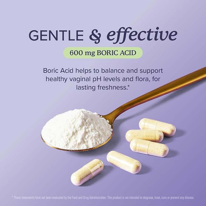 Boric Acid Suppositories for Women 600mg, pH Balance & Vaginal Odor Support | Feminine Hygiene Itching & Intimate Health Support, Boric Acid for Women Vaginal Suppositories, Unscented, Vegan, 30 Count