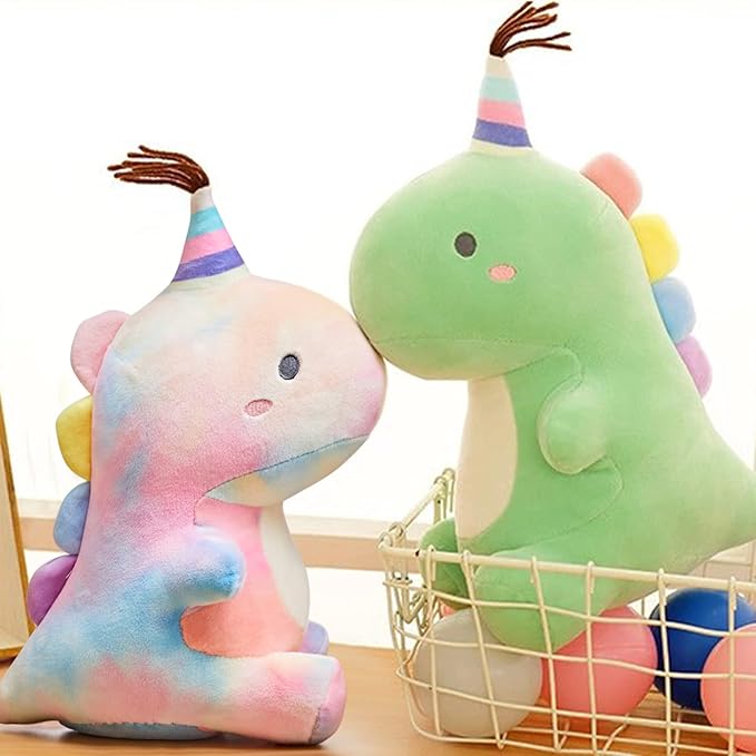 Stuffed Animal Plush Toys, Cute Dinosaur Toy, Soft Dino Plushies for Kids Plush Doll Gifts for Boys Girls (Colorful, 13.8 Inch)
