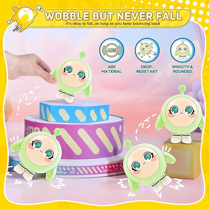 A ALPHA Eggy Party Toys, Minty Action Figures Transformable Toys, 2-in-1 Eggy Wobbler Toys to All Ages, Cute Tumbler Toys for Kids Boys and Girls Birthday Holidays
