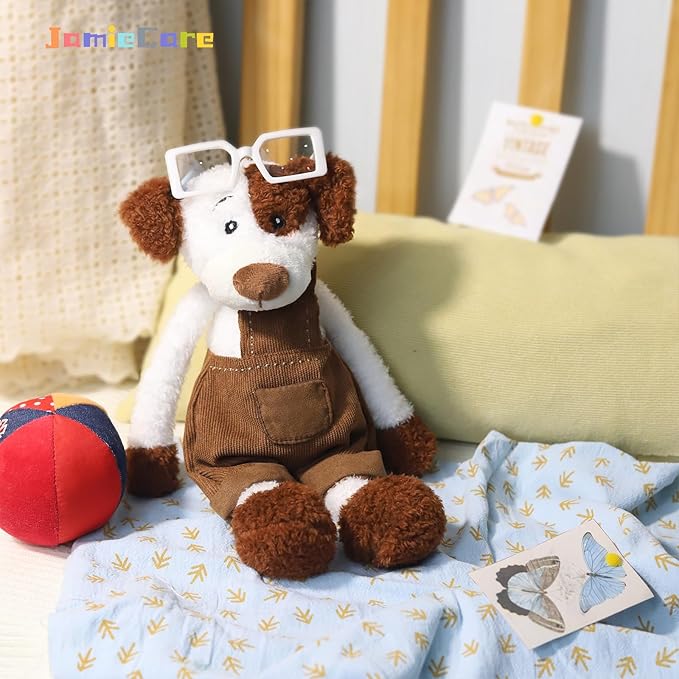 Irresistibly Soft Dog Plush Figure in Charming Corduroy Overalls - A Delightful Addition to Any Plush Collection, Great for Both Kids' Playtime Fun and Cozy Room Aesthetics