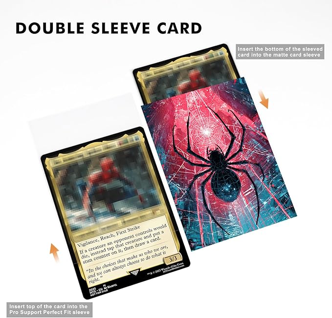 100 MTG Card Sleeves with 100 Inner Sleeve, Textured Back Art Sleeves, Fit Standard Size Cards- Spider