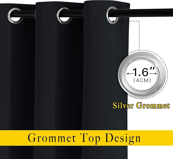 NICETOWN Living Room Black Out Curtains 84 inches Long, Thermal Insulated Window Treatments Solid Grommet Room Darkening Drapes for Bedroom/Kids Room, W40 x L84, 2 Panels