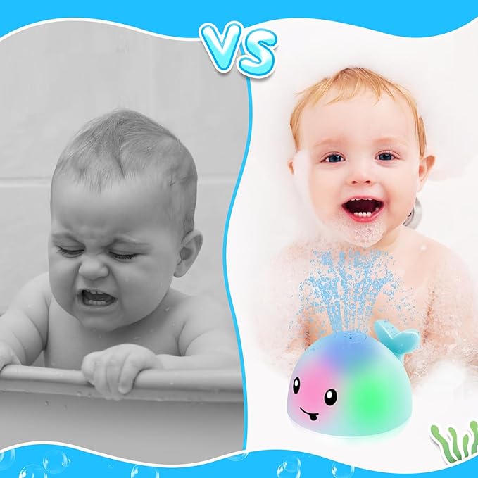 Baby Boy Bath Toys, Valentines Day Gifts for Babies 1 Year Old Boy Gifts, Toddler Bath Toys for Kids Ages 1-3, Light Up Whale Bath Toy Sprinkler Baby Toys 6-12-18 Months, Bathtub Fountain Toy