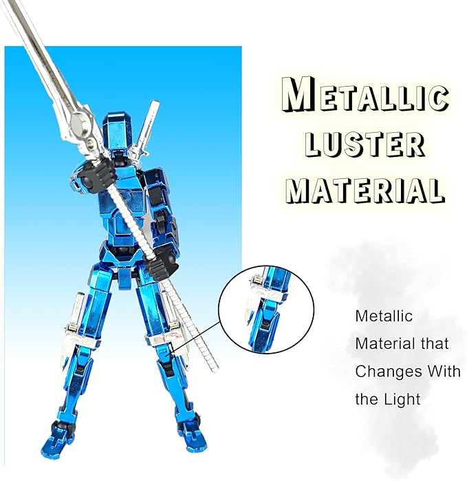 Assembly Completed T13 3D Printed Action Figures,Dummy 13 Robot 13 Movable N13 Action Figure, Lucky 13 Gift for Collectors Desktop Decorations for Game Lovers Toy(Metallic Blue)