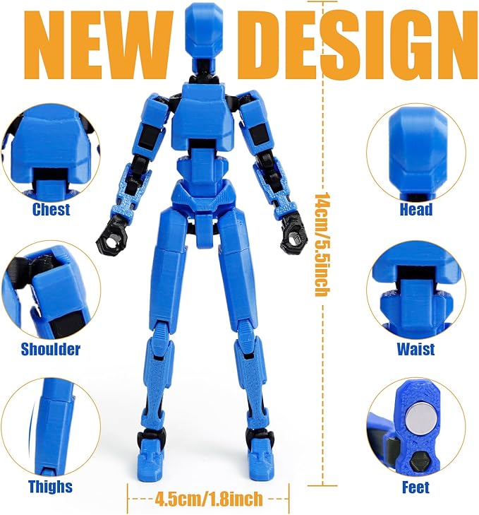6-Pack Titan 13 Action Figure Set Assembly Completed, Multi-Colored Magnetic Robo Dummy Nova 13 Action Figures with Weapons, for Boys Desktop Decorations, Muñeco de acción T 13