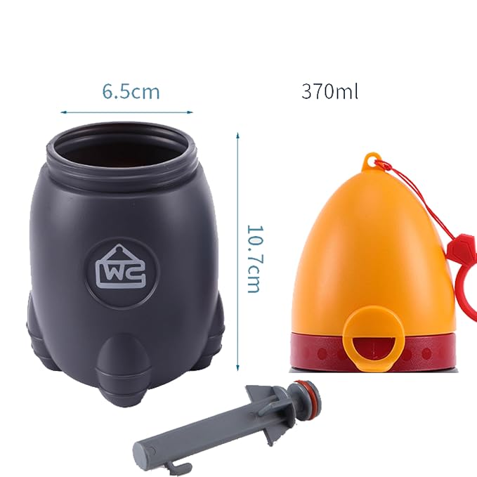 Pots Travel Urinal Portable Urinary Training Emergency Toilet for Camping Car Travel Outdoor Park Kids Boy Girl Rocket Design Grey and Orange 370ML