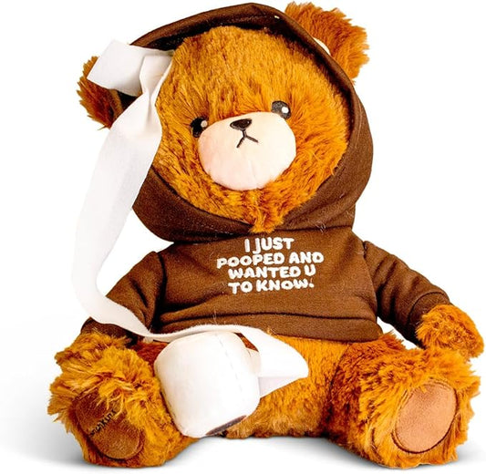 Teddy Bear Plushie - I Just Pooped and Wanted U to Know Sassy Stuffed Bear, Cute Teddy Bear Toy for Gifting