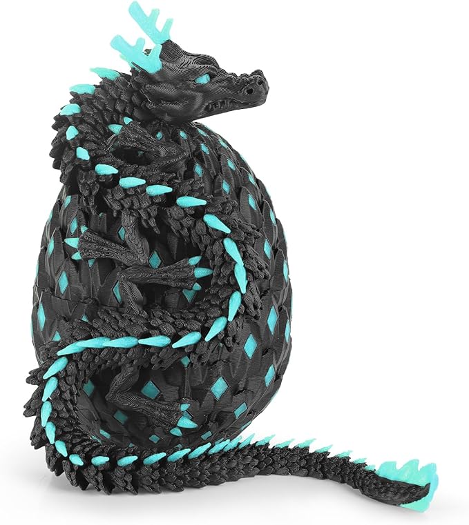 12-inch 3D Printed Dragon Eggs, Glow in The Dark Fidget Toys for Kids & Adults, for Home Office Desk Decor (Dark Blue, Pcs, 1)