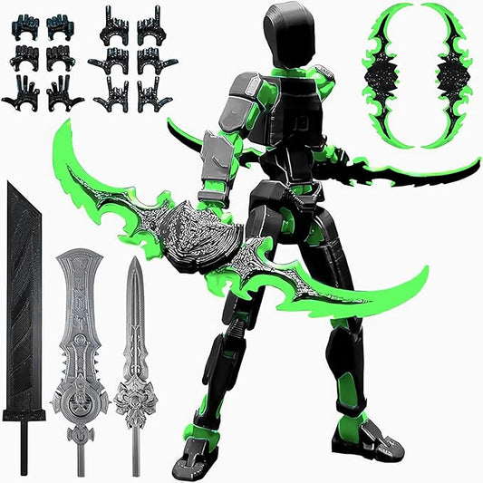 T13 (Assembly Completed) 3D Printed Action Figure,Dummy 13 Robot Action Figures, T13 Collectible Action Figure Articulated, for Collectors Desktop Decorations, muñeco de acción (Black Green)