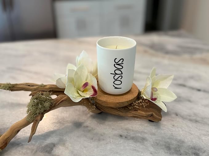 rosbas Unscented Soy Wax Candle - 8 oz in Ceramic Jar - Boxed - Clean Burning and Fragrance Free - White - Made in USA