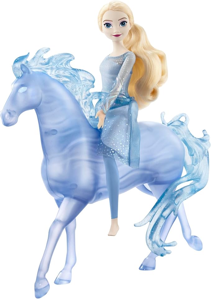 Mattel Disney Frozen Toys, Elsa Fashion Doll & Horse-Shaped Water Nokk Figure Set, Inspired by the Frozen 2 Movie