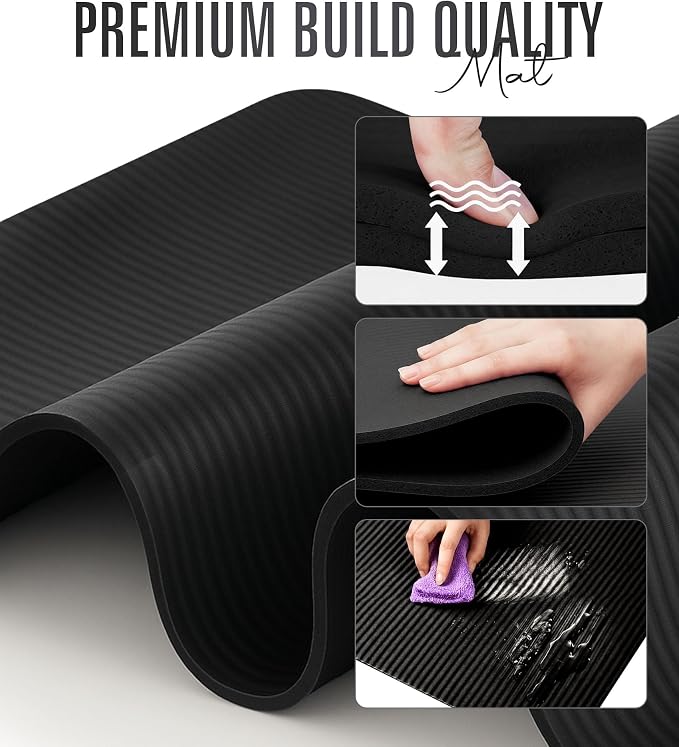 ROMIX Yoga Mat Thick 2/5 Inch (10mm), 72"L x 24"W Non-Slip Workout Mat, Large Yoga Mats for Women Men With Carry Bag and Strap, Exercise Mats for Home Workout Meditation Training Equipment