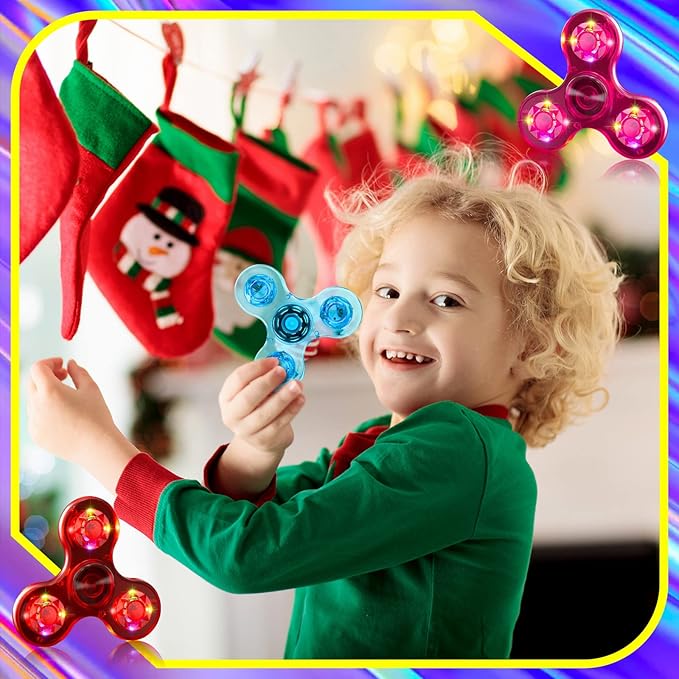 Lewtemi 20 Pcs Fidget Light up Spinners Bulk LED Hand Fidget Adults Glow in The Dark Spinners Party Birthday Gifts Goodie Bag Stuffers Back to School Classroom Prize Return