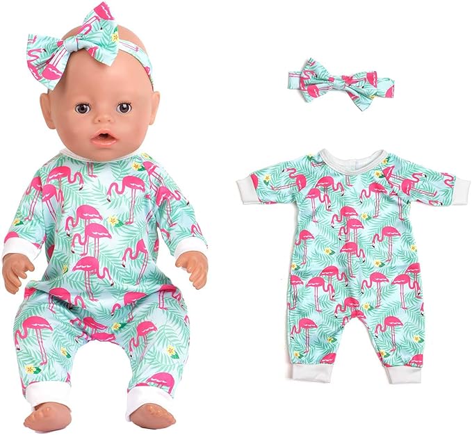 5 Sets Baby Doll Accessories and Clothes - Headbands, Pajamas for 15-18 Inch Dolls, 10 PCs Total