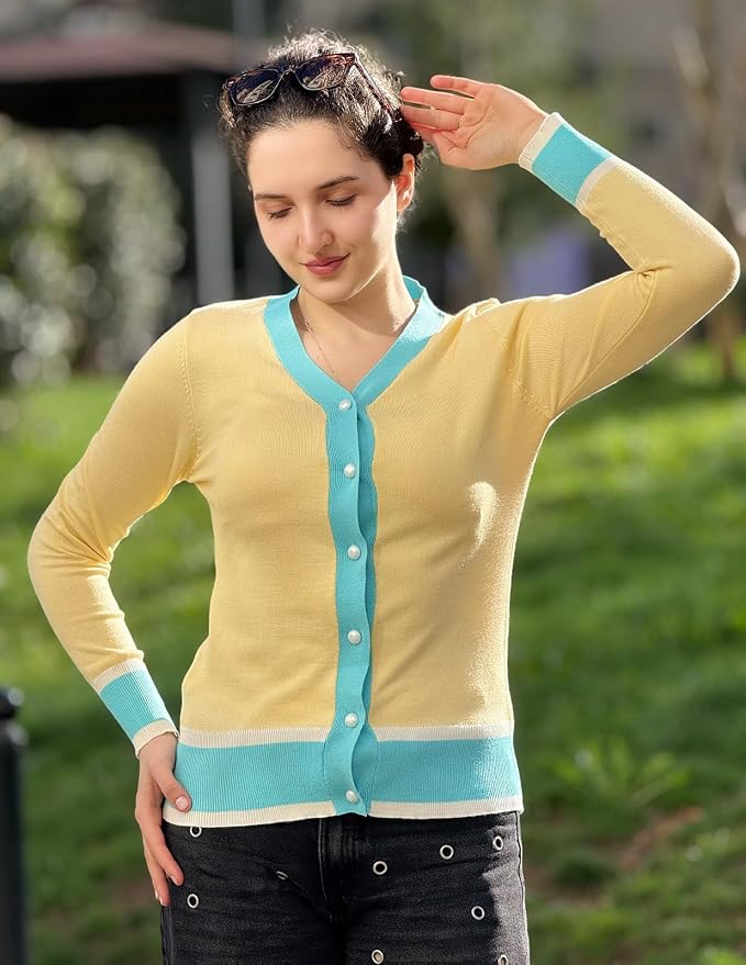 GRACE KARIN Cardigan Sweaters for Women Lightweight Long Sleeve Cropped Cardigan Summer Fall Fashion Clothing Outfits Shrug