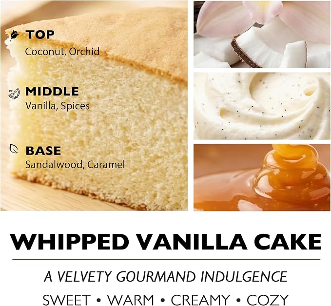 HomeLights Soy Wax Candles for Home Scented, 3-Wick Candles in Whipped Vanilla Cake Scented, Rustic Modern Aromatherapy Candles Gift for Parties, Relaxing, 34oz