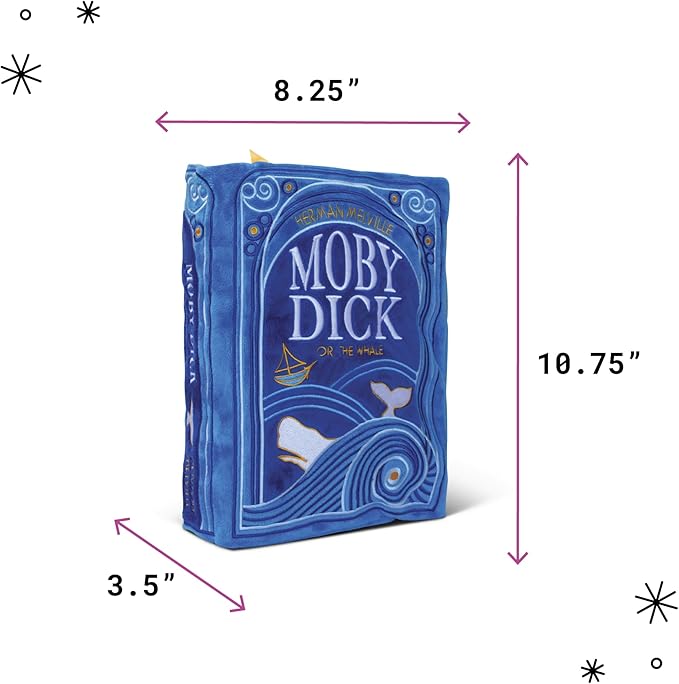 Punchkins Moby Dick Book Plush – Soft Collectible Gift for Book Lovers, Readers, Teachers, Bookworms- Literary Decor for Library, Office, or Study– 11x7/PillowSize