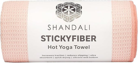 Shandali Hot Yoga Towel - Mat-Sized, Microfiber, Super Absorbent, Anti-Slip, Injury Free, 24" x 72" - Best Bikram Yoga Towel - Exercise, Fitness, Pilates Gear