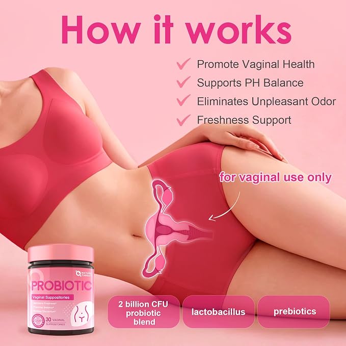 NATURE TARGET Vaginal Probiotics Suppositories for Women, 30 Count | Balances Vaginal PH, Eliminates Unpleasant Odor, Freshness Support, Relieves Irritation & Dryness, 100% Vegan, Paraben-Free