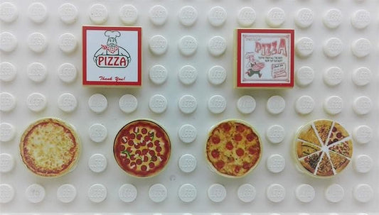 Building Bricks Toys Blocks NewsStand Pizza Hot Dog Fast Food Corner-Compatible with All Brands-MOC Minifigure City Town Village (Pizza Tiles)