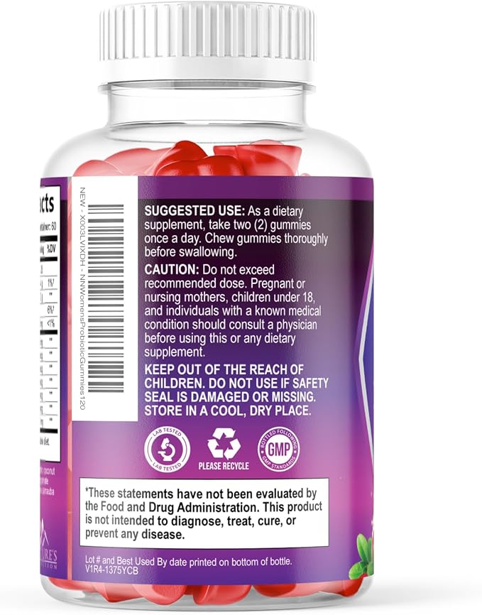 Probiotics for Women Gummies with Cranberry - 6 Premium Strains for PH Balance - Women Probiotics for Digestive Health, Vaginal & Immune Support, Women's Probiotic Feminine Health Gummy - 120 Gummies