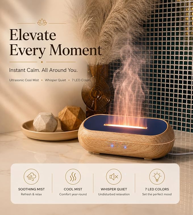AquaAura Essential Oil Diffuser, 160ml Ultrasonic Aroma Diffuser with Color-Changing Mist, 7 LED Colors, Timer & Auto Shut-Off for Bedroom, Home & Office