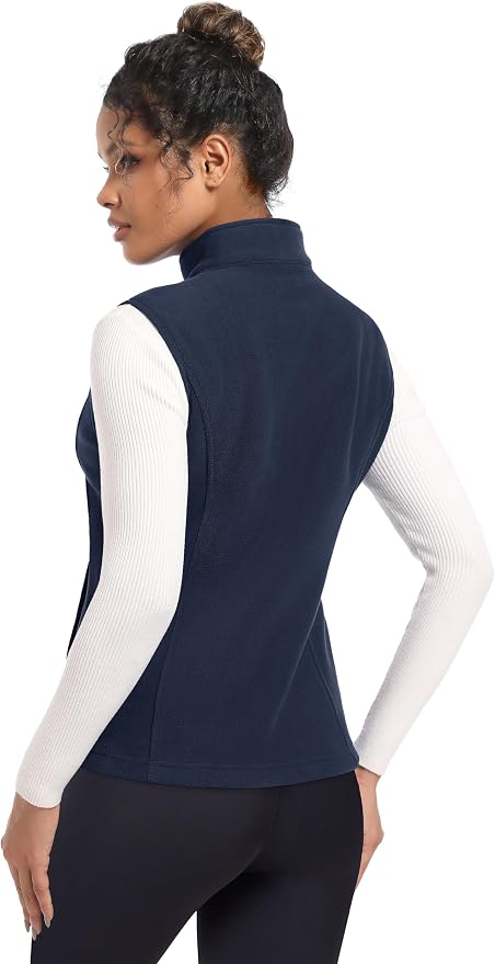 MAGCOMSEN Women's Fleece Vest Outerwear Sleeveless Lightweight Zip Jackets Warm Soft Vests with Zipper Pockets