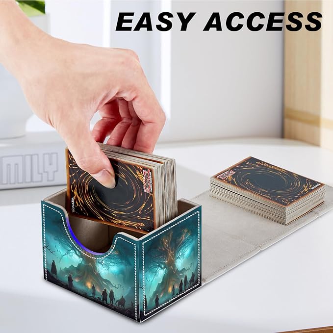 DEGDFSGR for TCG MTG Card Game Storage Box Organizer Trading Card Case Commander Deck Box Magnetic Closure Creative Pattern Up to 200 Cards, Several People Tree