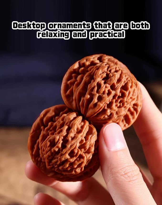 Jade Walnuts - 2026 Chinese Wenwan Walnut, Polishing Walnuts Fidget with Storage Box, Hand-Polished Natural Walnut Stress Relievers, For Meditation, Focus, And Collectors (Lion Head B, 1.42-1.46in)