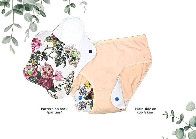 Lilind® 6 Pack Everyday Pantyliners, Organic Cloth Pads, Reusable Menstrual Sanitary Napkins, 100% Cotton, Random Flowers