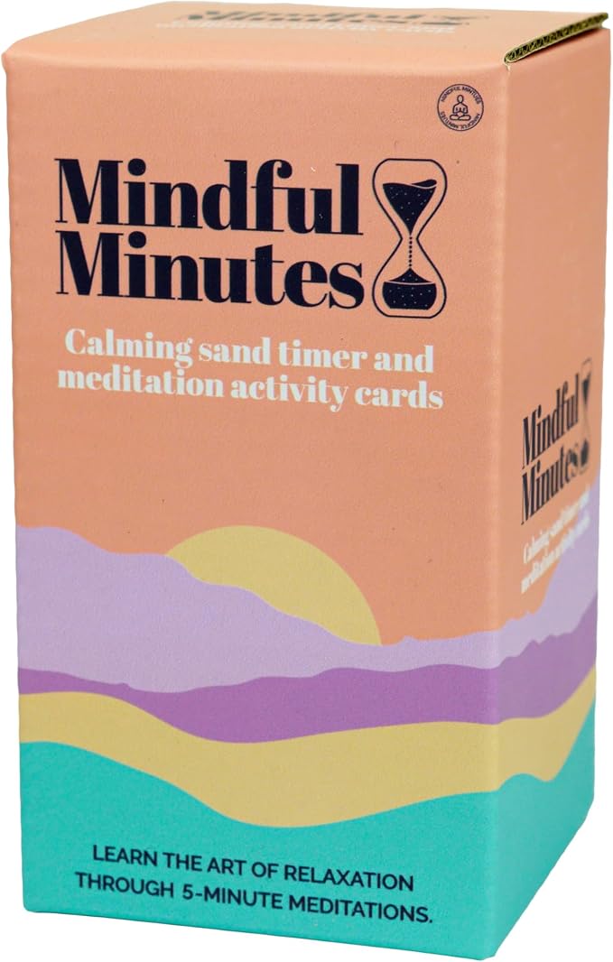 Gift Republic Mindful Minutes Meditation Cards and 5 Minute Sand Timer Calming Meditation Gift Mindfulness Self-Care Affirmation Anxiety Relief Gift